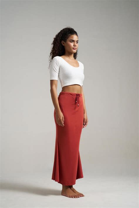 Brick Red Polyester Fish Cut Saree Shapewear | Munns & Mars – Munns and ...