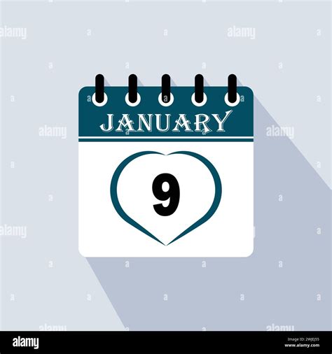 Icon calendar day - 9 January. 9th days of the month, vector ...