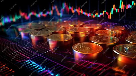 Premium AI Image | multiple Bitcoin coin on stock market charts diagram