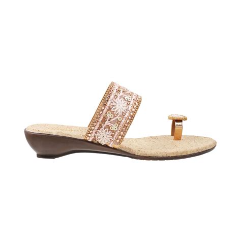 Buy Mochi Womens Rose Gold Wedges HeelsMochi Rose Gold Beaded ...