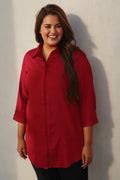 Buy Plus Size Red Round Hemline Shirt Online For Women - Amydus