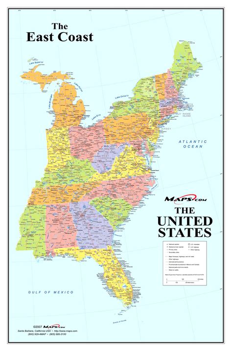 Map Usa East Coast States Capitals Creatop Me With Eastern United ...
