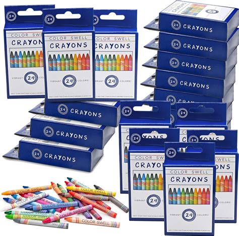 Color Swell Crayons Bulk Packs - 18 Boxes of 24 Vibrant Colored Crayons ...