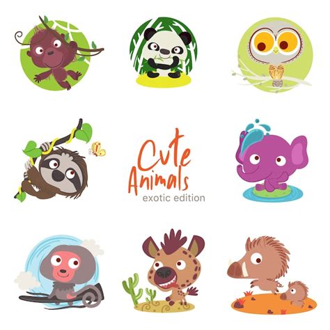 Animais fofos exóticos | Vetor Premium