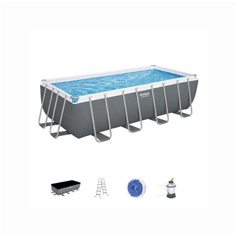 Bestway 4.88 x 2.44 x 1.22m Power Steel Rectangular Above Ground Pool ...