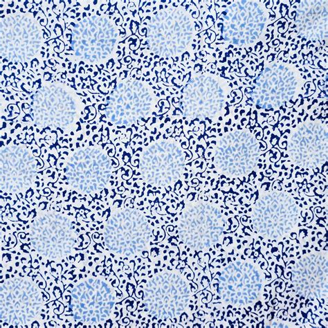 (PRE-CUT 1 METER) Pure Cotton Jaipuri White With Blue Dots Cricle With ...
