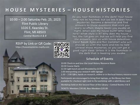 House Mysteries - House Histories, Genesee County Historical Society at Flint Public Library ...