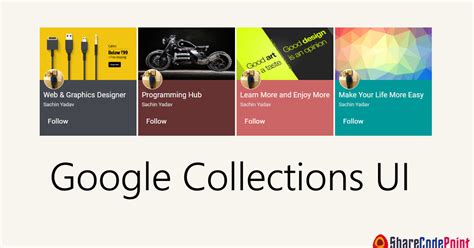 Google Collections UI Design using CSS and HTML - Sharecodepoint
