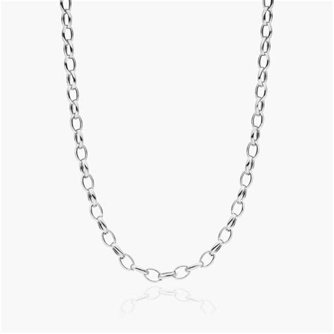 14K White Gold 3.2mm Oval Rolo Chain Necklace - 18 inches-95290i180w14