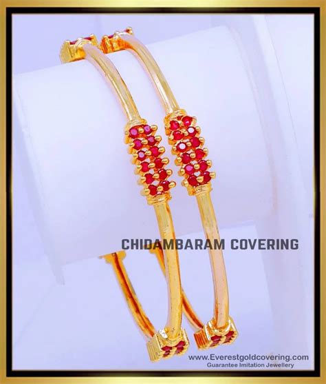 Buy Gold Plated Daily Use Ruby Stone Bangles Gold Design