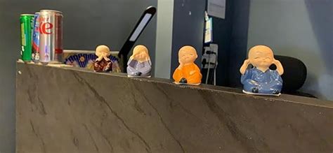 Buy TIED RIBBONS Resin Buddha Monk Statues, Small, Multicolour, Set of ...