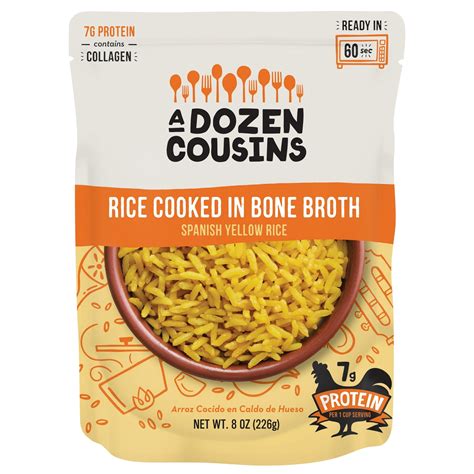 Pack of 6, A Dozen Cousins Spanish Yellow Rice Cooked in Bone Broth, 8 ...