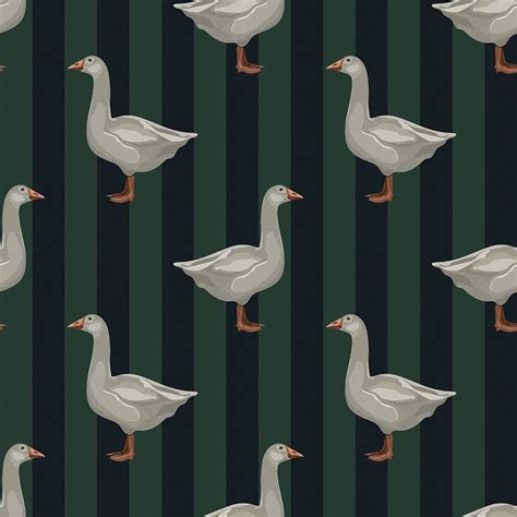 Guard Goose Wallpaper in Oxford Blue and Pine Green – Lucie Annabel