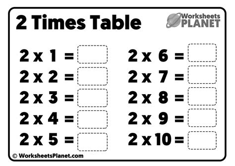 Image result for 2 Times Table Practice Sheets