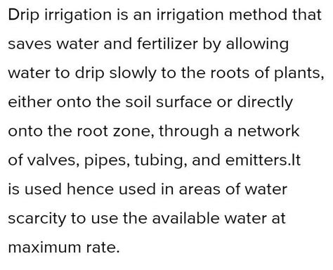the drip irrigation method is a boon in area with water security ...