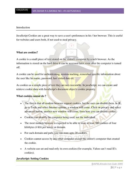 Java Script Cookies - [VAPM,Almala-Inst- Introduction JavaScript ...