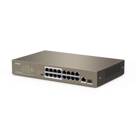 Tenda TEF1118P-16-150W 16-Port 10/100 PoE/1-Port Gigabit/1-Port SFP ...