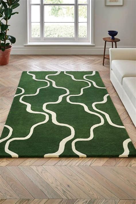 Buy Square Hand Tufted Green Nature Colour and Wool Rug. Occasion Party ...