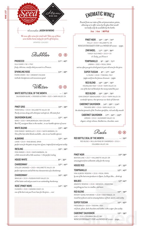 Seed Kitchen & Bar menus in Marietta, Georgia, United States