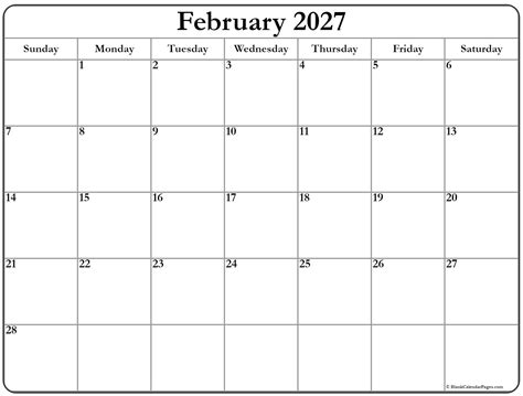 Feb 2027 Calendar Printable: Stay Organized and On Track! - My ...