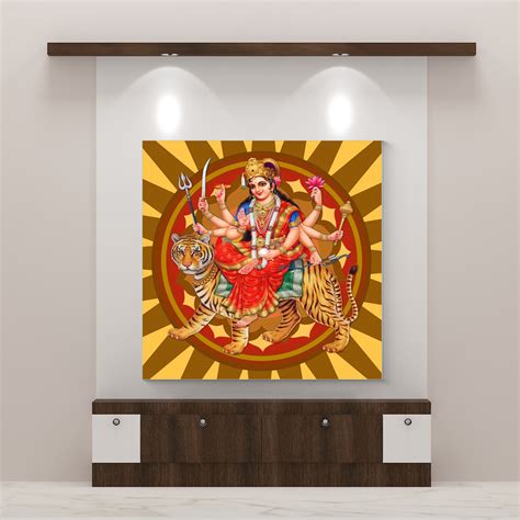 Frameless Beautiful Wall Painting for Home: Maa Durga Glass Wall Paint ...
