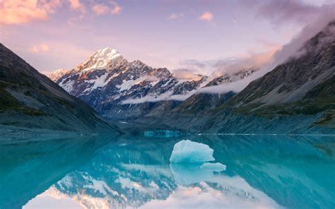 Aoraki Mount Cook National Park Wallpaper 4K, Lake, Sunset