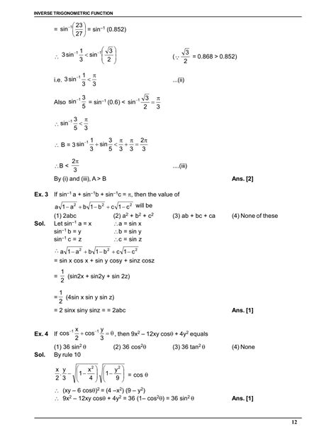 Inverse Trigonometric Function Notes for Class 12 and IIT JEE