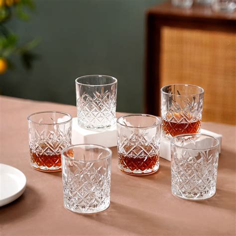 Cut Crystal Whiskey Glasses Set of 6 - Cut Whiskey Glasses | Nestasia