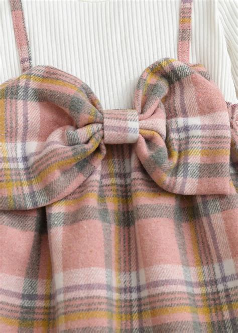 Shop Online Plaid Perfect Suspender Dress with Headband at ₹899