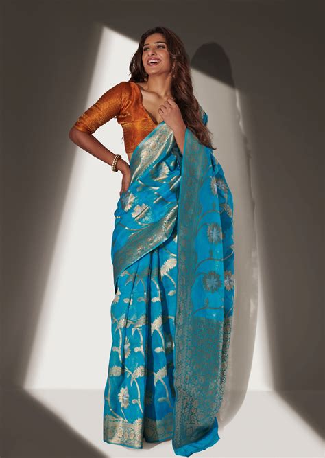 Pure Handloom Banarasi Organza Sarees Online – Sunasa