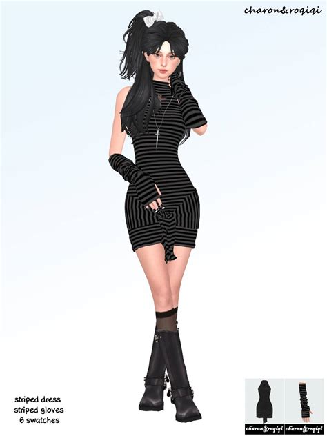 [charon&roqiqi]striped dress - Gallery - The Sims 4 Create a Sim - CurseForge