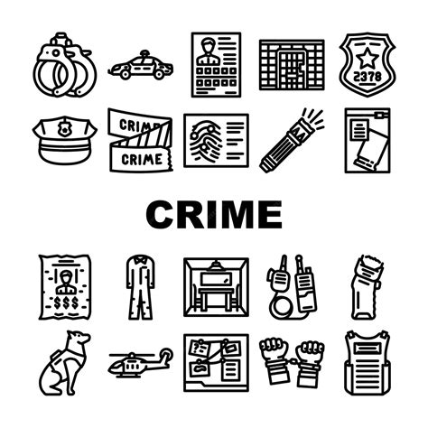 Premium Vector | Crime scene police criminal icons set vector evidence ...