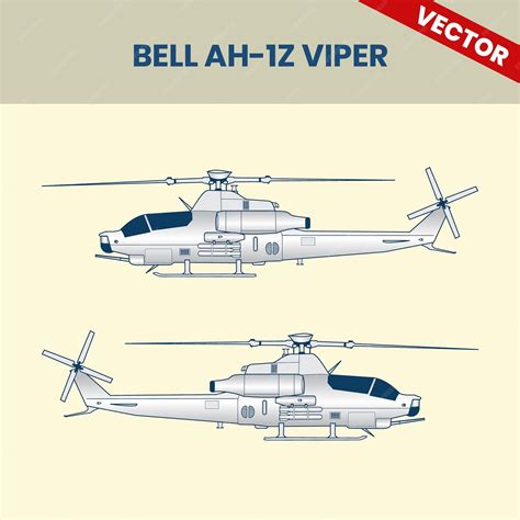 Technical line drawing of helicopter bell ah 1z viper engineering ...