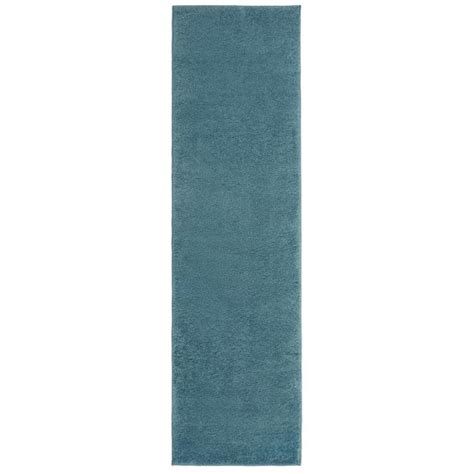 World Rug Gallery Pandora 2 X 7 (ft) Shag Blue Solid Mid-century Modern ...
