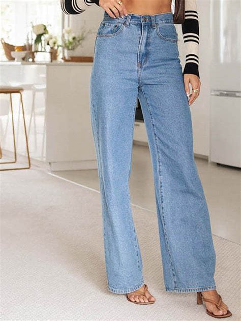 LULU & SKY Women Wide Leg High-Rise Clean Look Stretchable Jeans ...