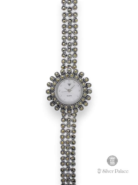 925 Oxidised Silver Marca Watch For Women - Silver Palace