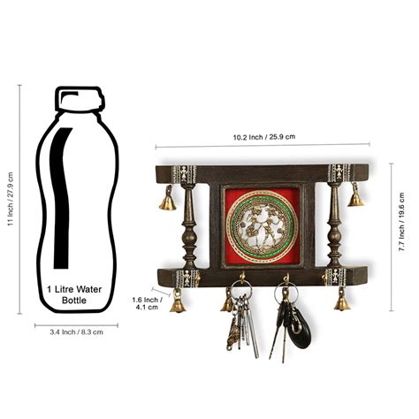 Brass & Wood Warli Hand-Painted Key Holder With Dhokra Art [4 Hooks ...