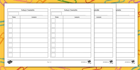 Editable Individual, Table or Group Daily Timetables