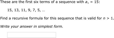 IXL - Find a recursive formula (Class XII maths practice)