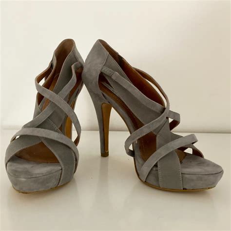 "TOSCA BLU SHOES" GREY SUEDE HEELED SANDALS Sandali... - Depop