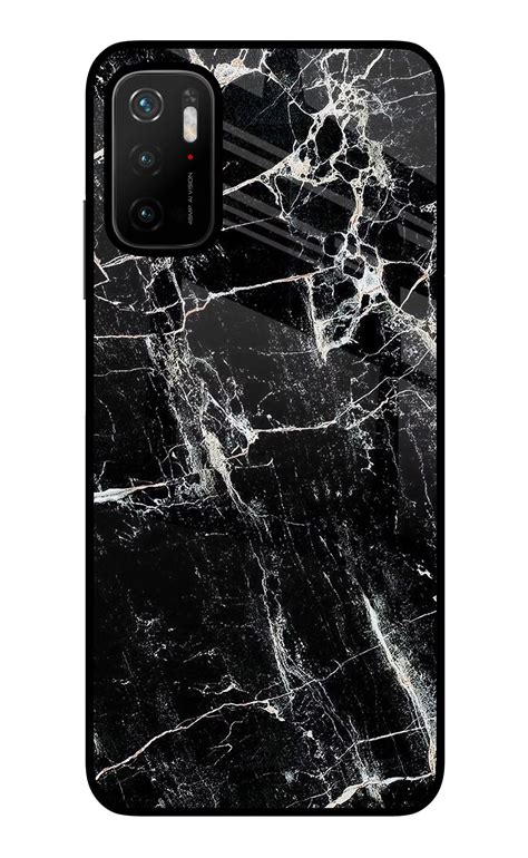 Buy Now Black Marble Texture Glass Case for Poco M3 Pro 5G Online ...