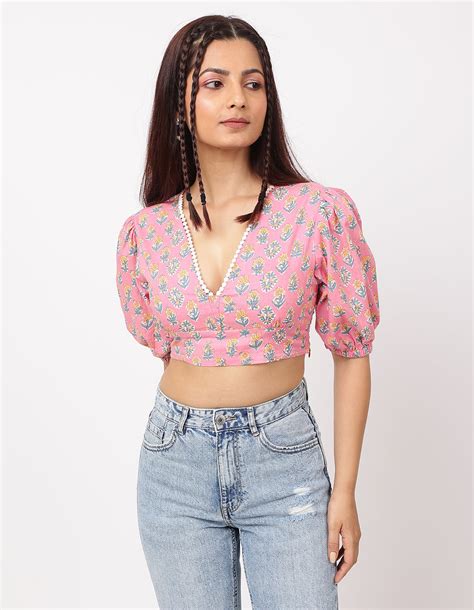 Naomi | Pink Crop Top With Lace Details | Untung