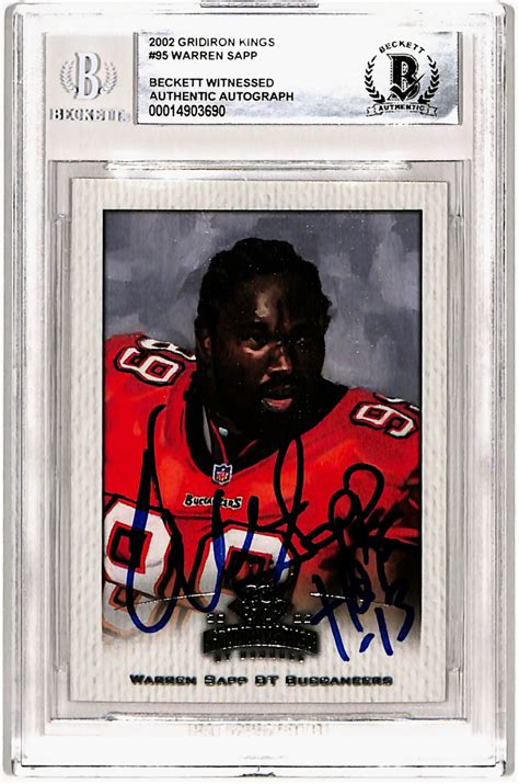 Warren Sapp Autographed 2002 Gridiron Kings #95 Trading Card Beckett ...
