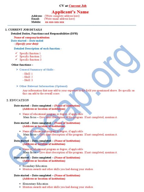 Image result for CV Sample PDF