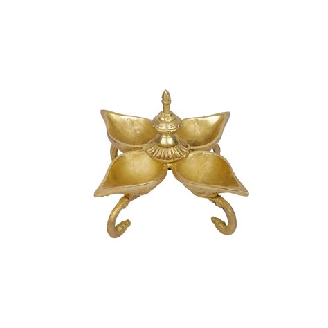 Brass Four diyas on stand – Ragaarts