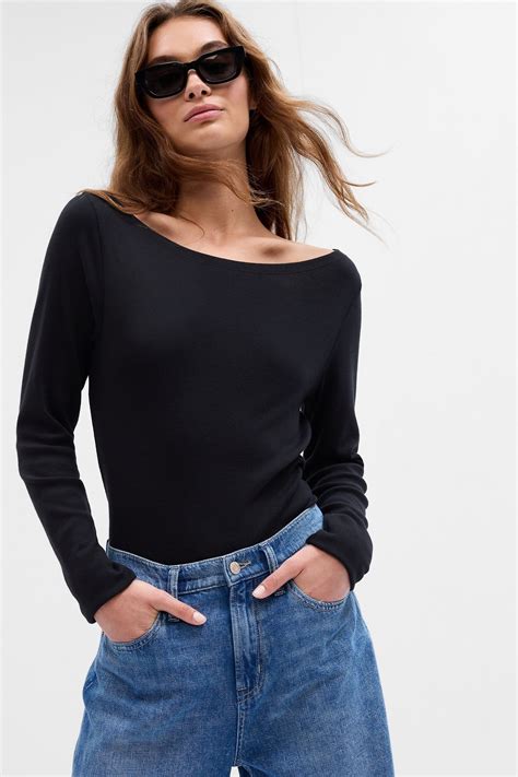 Buy Gap Boat Neck Long Sleeve T-Shirt from the Gap online shop