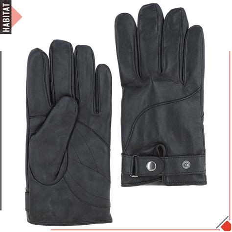 Habitat Intenational, Mens Black Touch Screen Friendly Leather Gloves ...