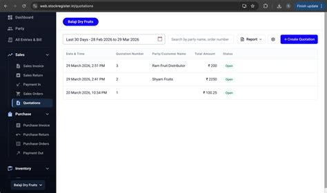 Quotation Management Software India — Create GST Quotations | Stock ...
