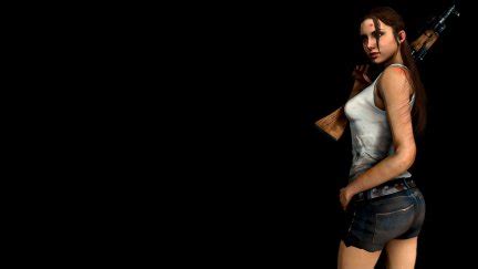 ass, girls with guns, video game characters, long hair, brunette, Left ...