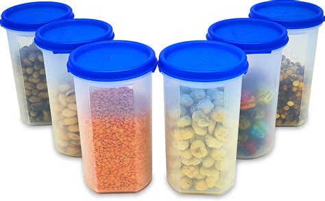 Mahaware Modular Oval Plastic Kitchen Container Set,600 ml, Set of 6 ...